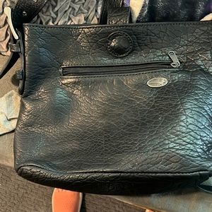 Black leather buffalo purse handmade in shipshewana Ind